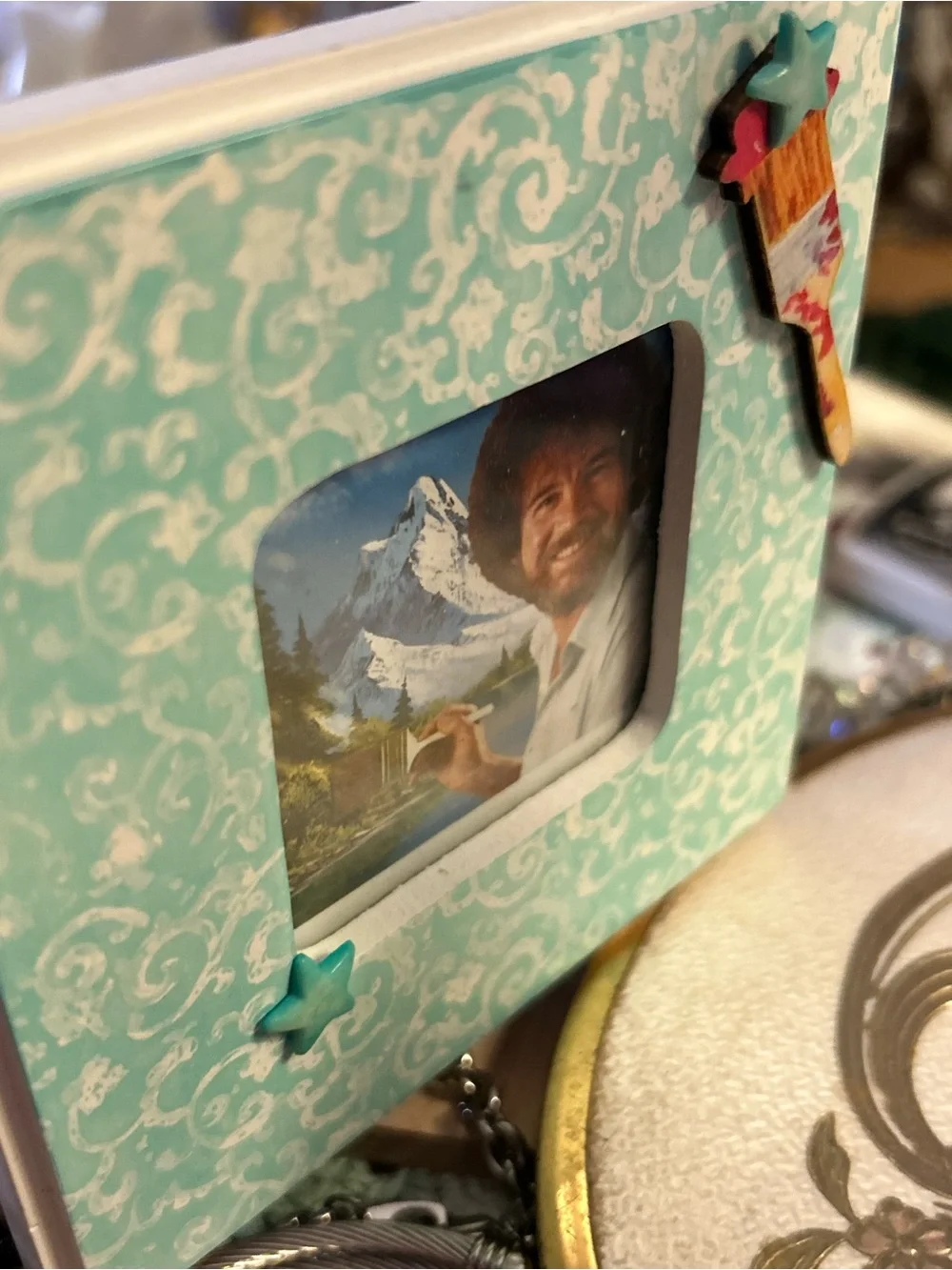 Bob Ross Photo frame Teal Home Accents 2x3 easel or wall hanger